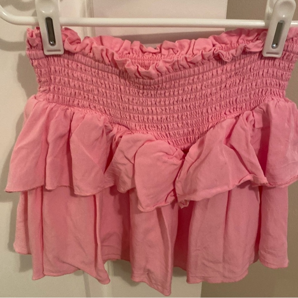 Katie J NYC Pink Smocked Waist Tiered Brooke Skirt M
